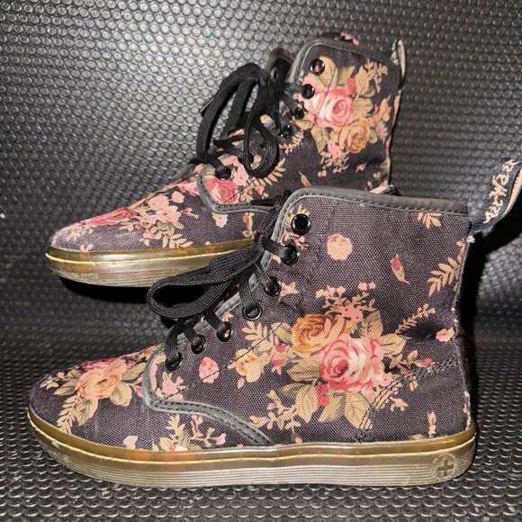 Dr. Martens Shoreditch AirWair Floral Print Canvas Ankle Boots Women’s Size 6 - Picture 1 of 8
